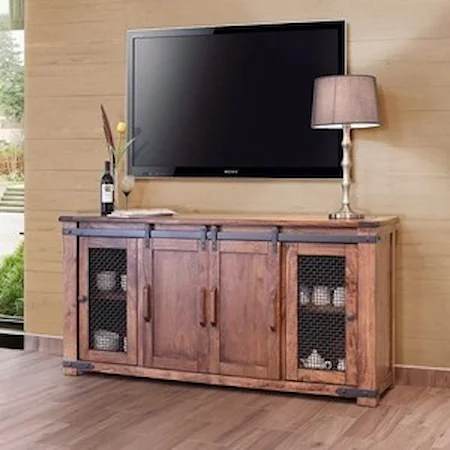 Rustic 70" TV Stand with Four Doors